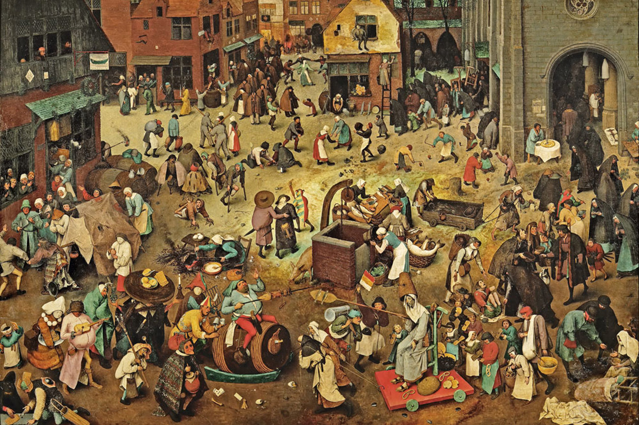 Der Kampf zwischen Karneval und Fasten – Pieter Bruegel der Ältere, 1559. | Bild: Wikimedia, gemeinfrei